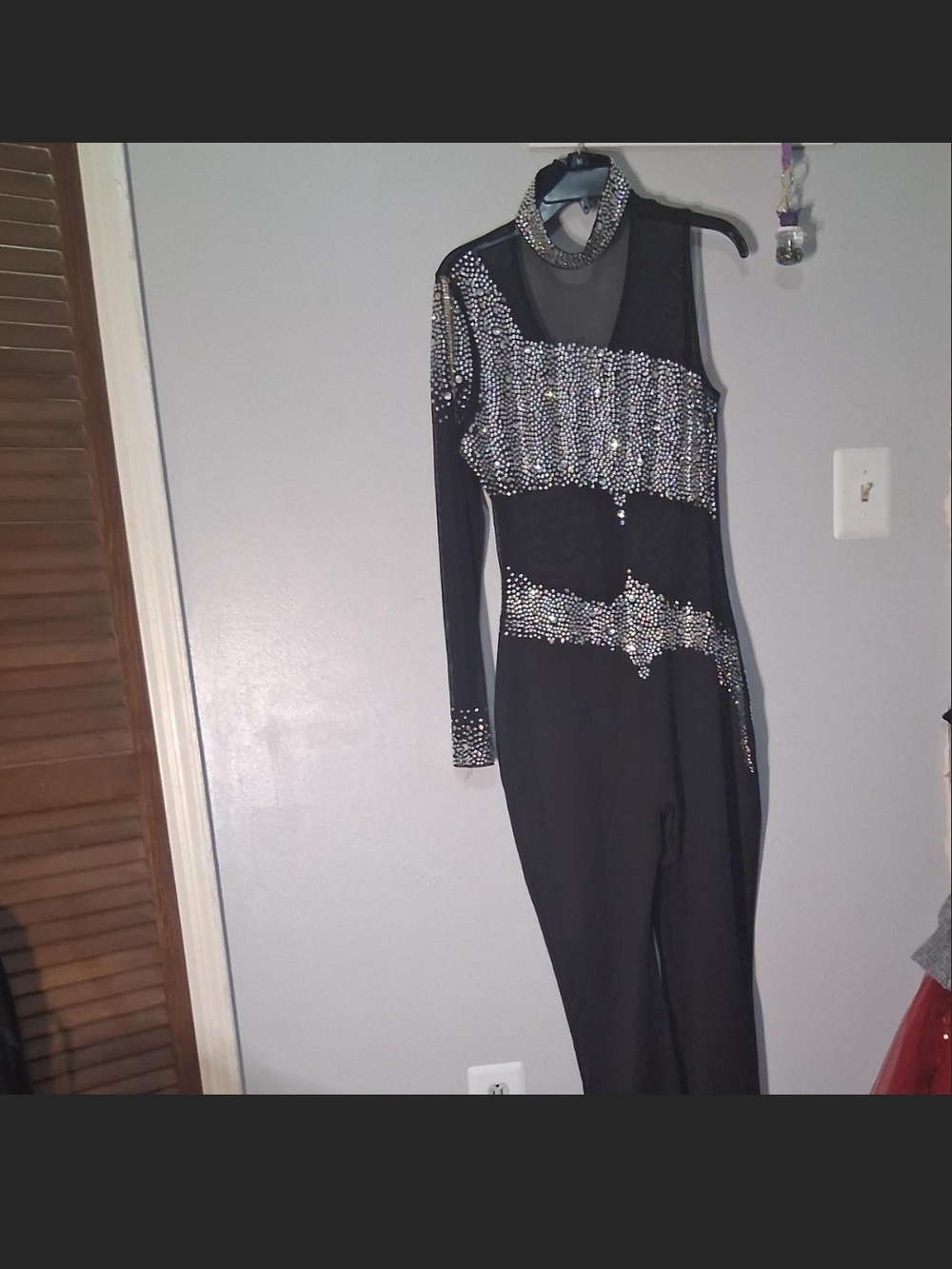Fashion Nova Black One-Shoulder Rhinestone Jumpsuit